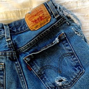 Levi boyshorts! , size 24, distressed look